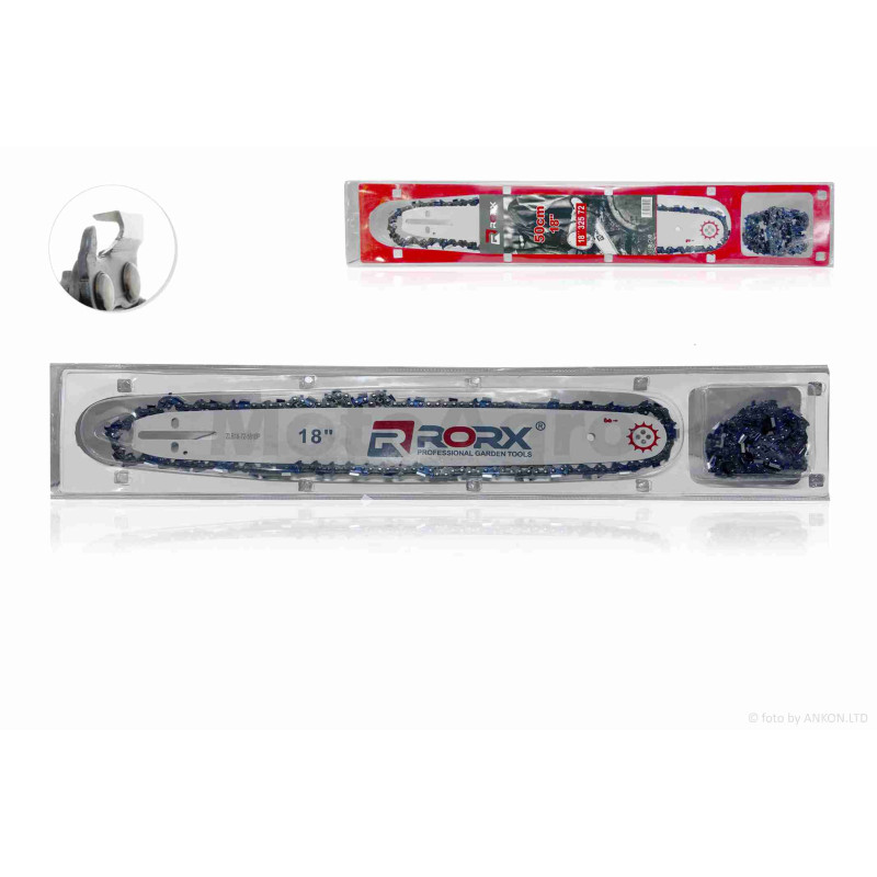 Шина пилки  18"/45cm, 325, 1.5, 72зв  +ланцюг пили (супер зуб)  325, 1.5mm, 72зв, 2шт  "RORX"