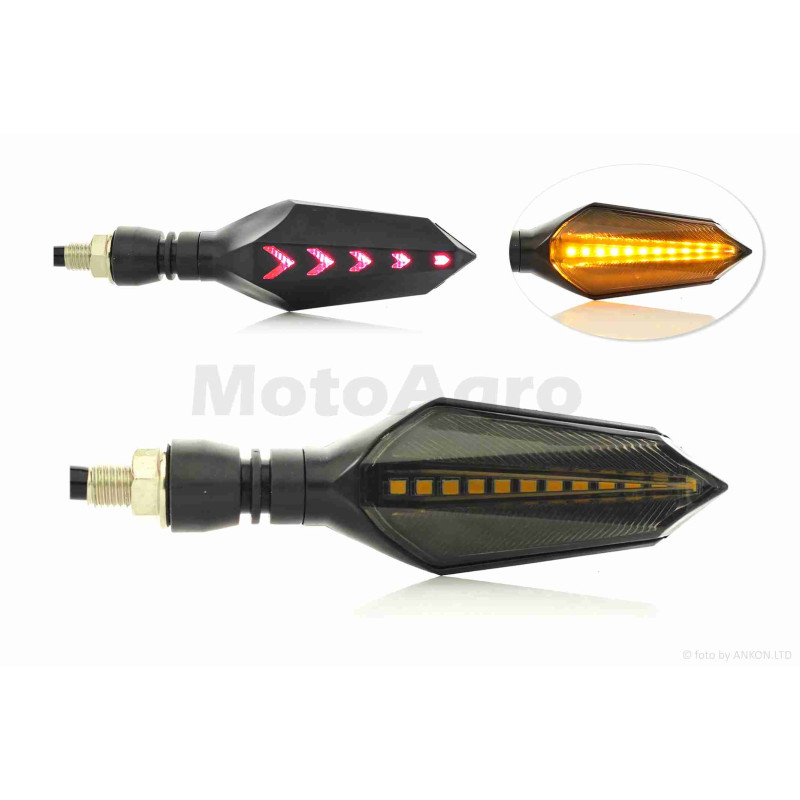 Повороти діодні  пара  #D-138  гнучка ніжка, динамічні, з червоним габаритом