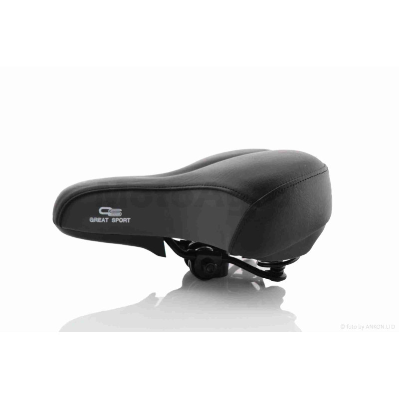 Сідло вело  широка пластмасова основа, чорно-сіре  "GRAND STAR"  #SD-8031
