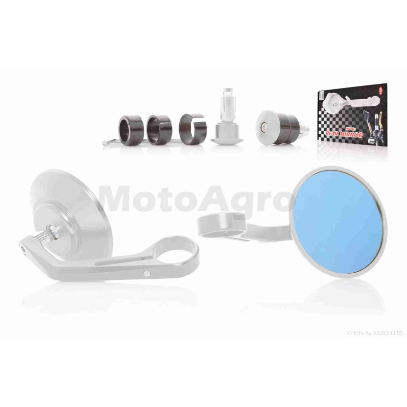 Дзеркала в торець керма, круглі, алюміній  "CUSTOM"  (сірі)