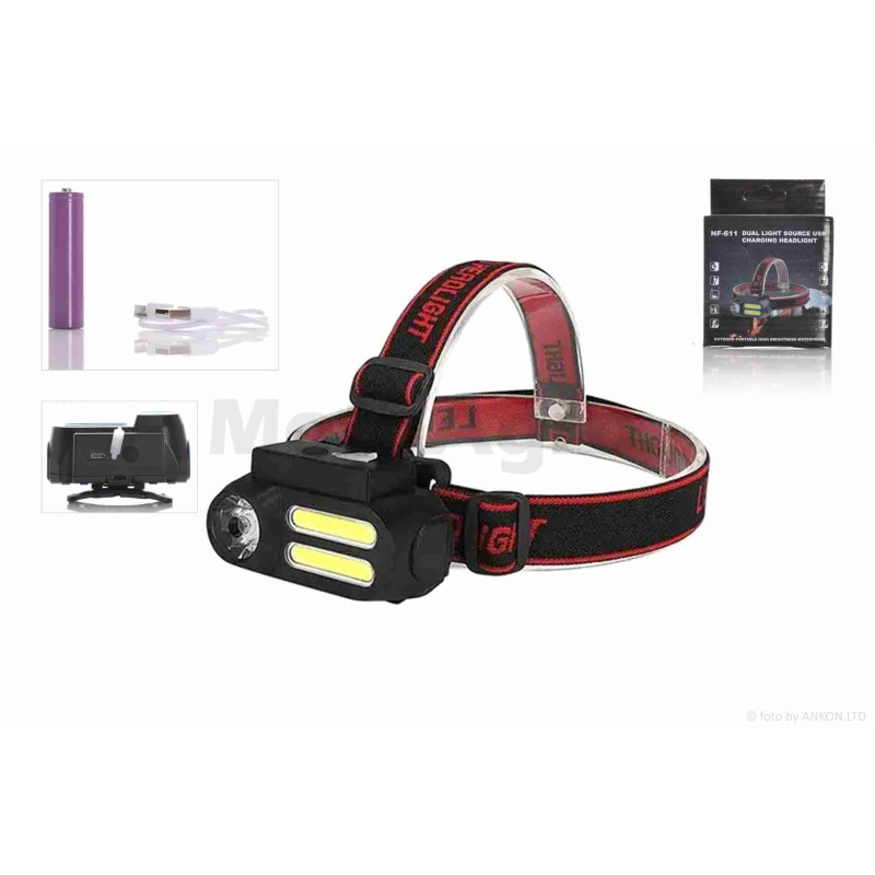 Ліхтар налобний, що перезаряджається вело  +задній габарит