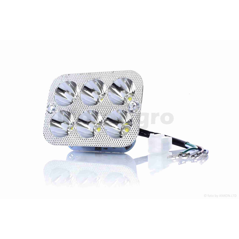 Модуль світлодіодний у фару (вставка)  прямокутний, 6+2 діодів без скла, 3 режими