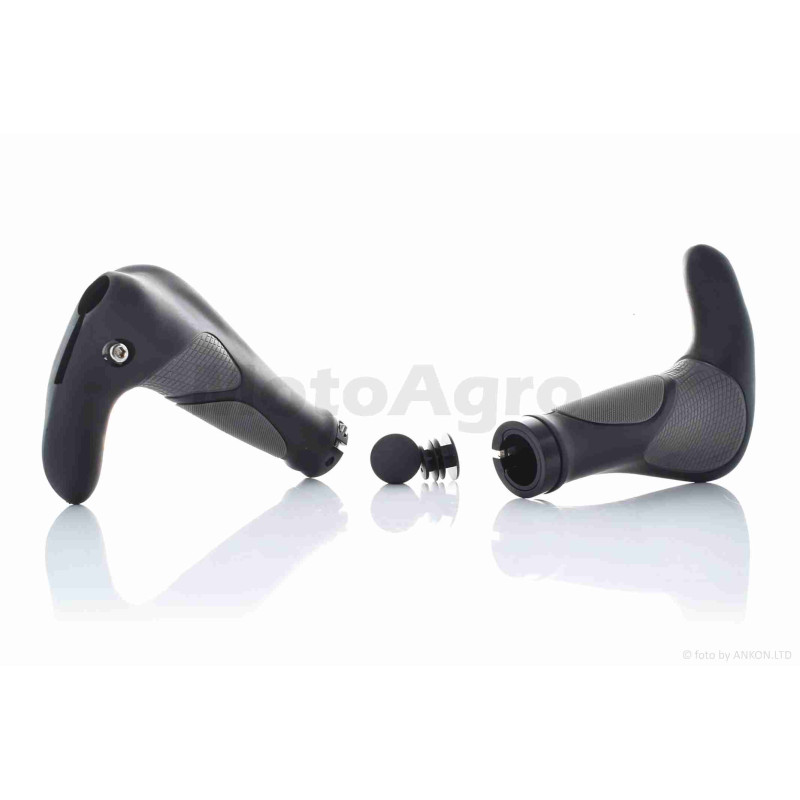 Грипси (ручки керма)  вело, чорно/сірі з рогами  #BT-012