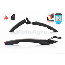 Крила бризковики на велосипед пластмас чорні DNB-017 RL-666F/R +габарит
