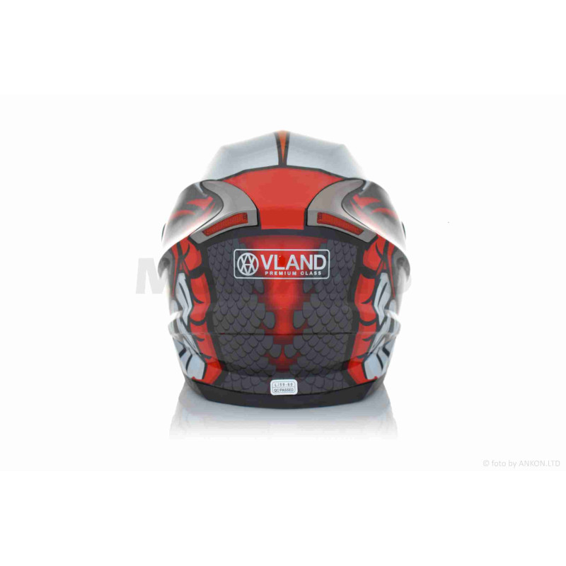 Шолом інтеграл  "VLAND"  #M62-Dino  червоний, L