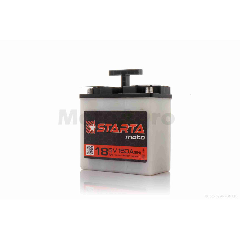 Акумулятор кислотний  6V 18A  140-85-140mm  кругла клема  "STARTA"  УКРАЇНА