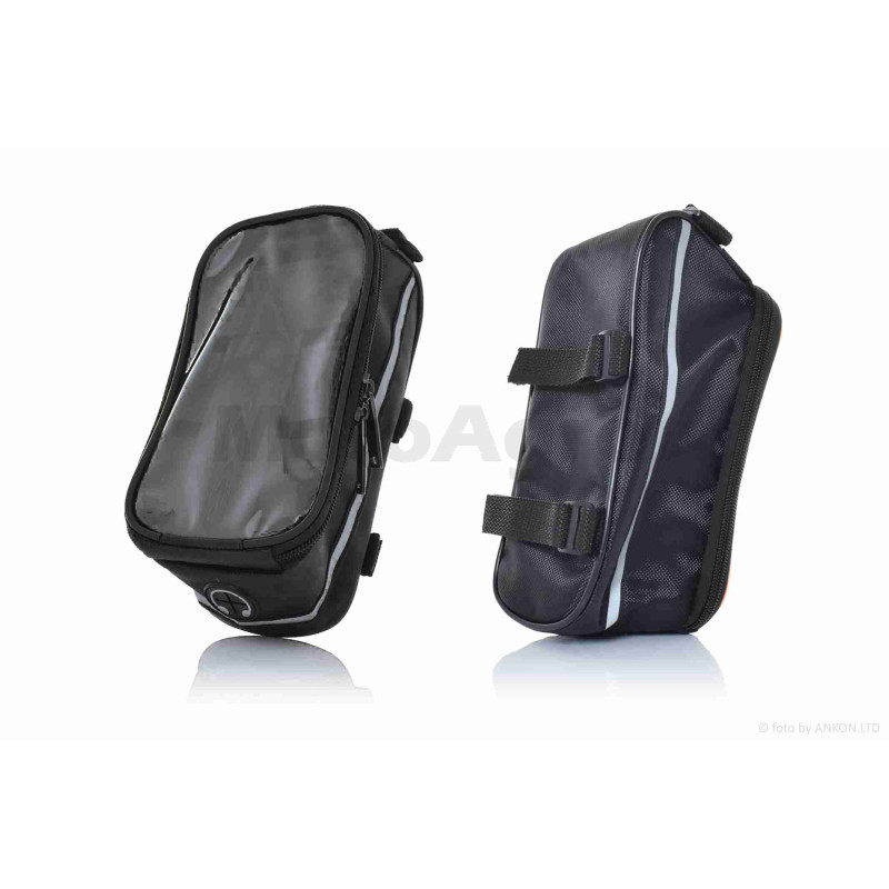 Сумка вело на раму, світловідбиваючий кант, чорна.