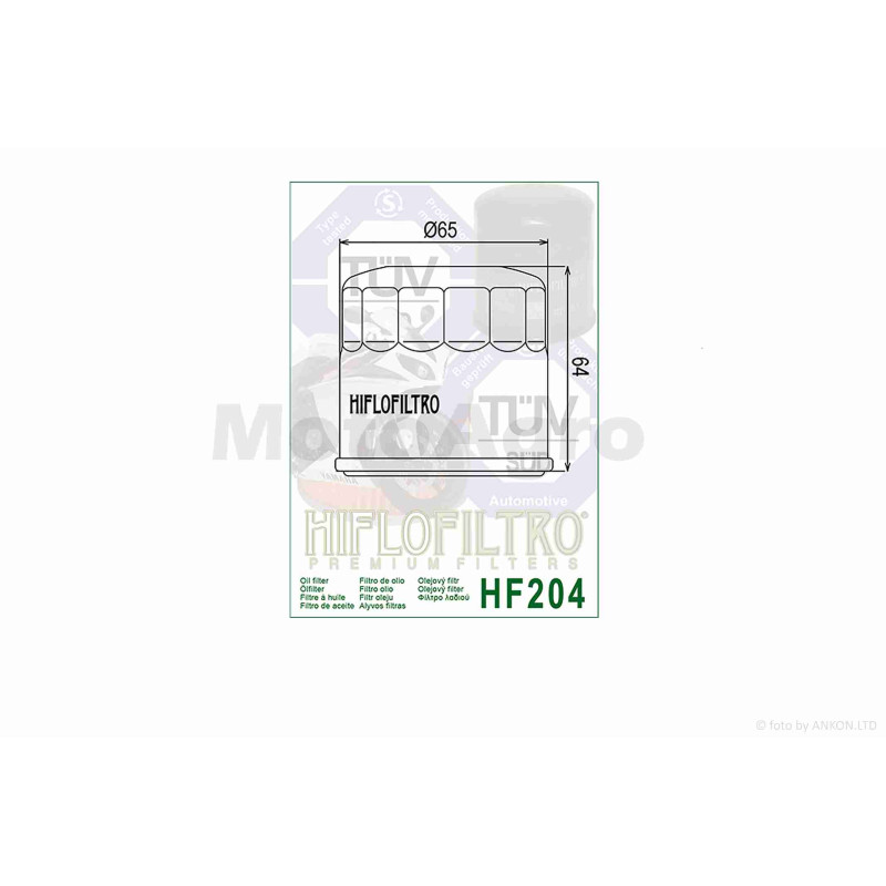 Фільтр масляний мото  HF204  D65/H64  чорний  "HIFLO"  ТАЙЛАНД