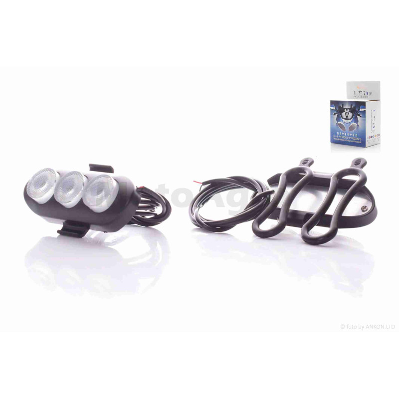Фари додаткові (пара)  габарити, 84-32mm, 3 діоди, гумове кріплення на кермо/амортизатори