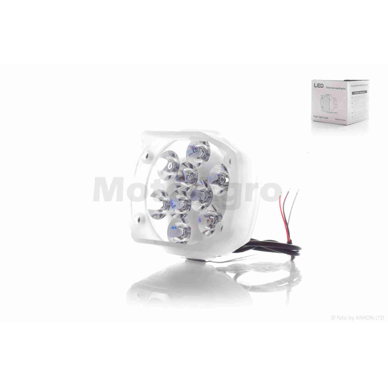 Фара додаткова  діодна, квадратна з козирком, 9 діодів, габарит 2 кольори, 4 режими