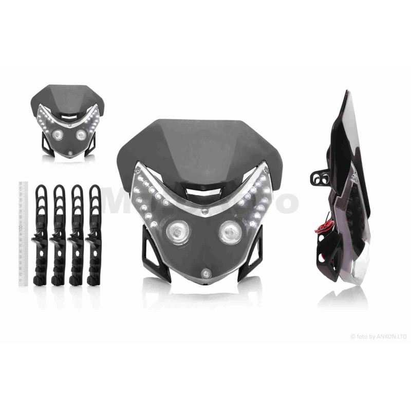 Обтічник з фарою  універсальний  +габарит  20 діодів  +кріплення  чорний