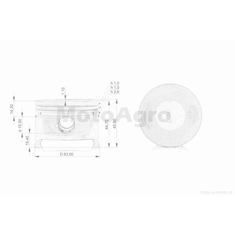 Поршень к-кт  CG200  STD  63.50, p-15  "LIPAI"