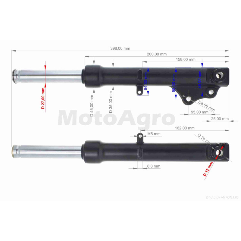 Амортизатори передні (пір'я)  WIND  d27  "LIPAI"