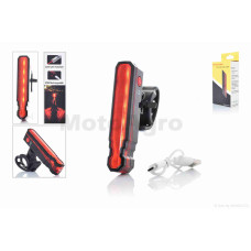 Габарит задній на велосипед 5 діодів 3 режими +лазер USB 500mAh DEN-069