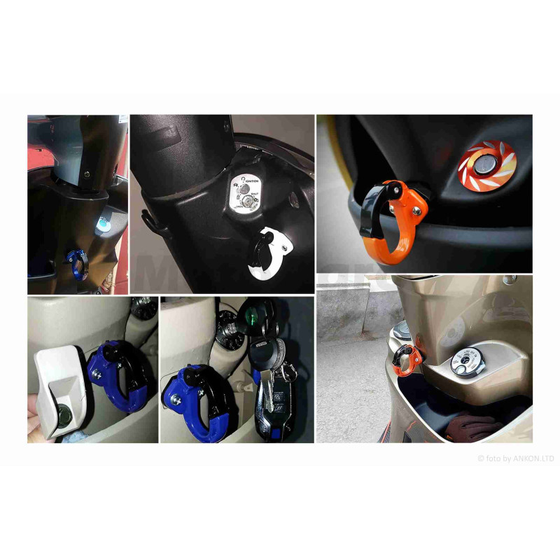 Крюк багажний  з карабіном  (синьо-білий)