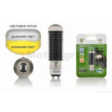 Лампа фары диодная P15D-25-1 12 вольт 35/35W 1 ус линза черный корпус "RTD"