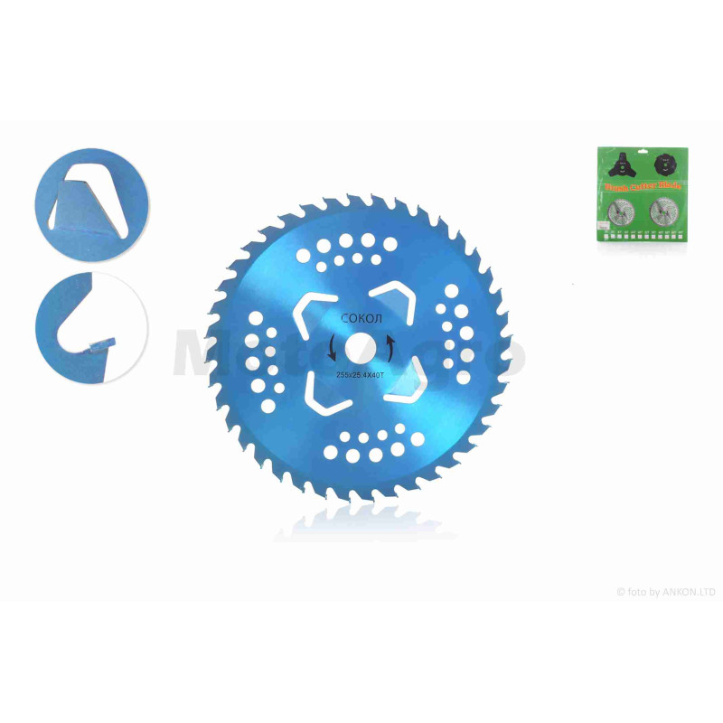 Ніж коси  40T  D255  d25.4  побідит  #СОКОЛ-4T  (синій)