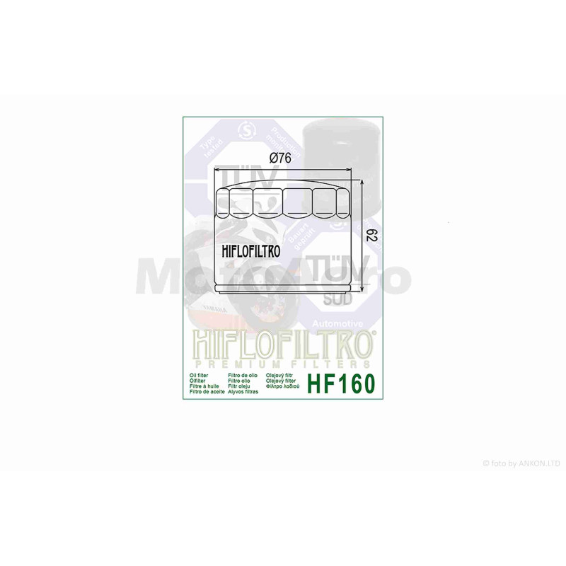 Фільтр масляний мото  HF160  D76/H62  "HIFLO"  ТАЙЛАНД