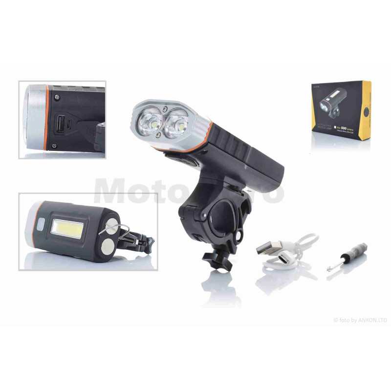 Фара вело  USB/Powerbank  4000mAh  500lm  2 +10 діода  +магніт  #HJ-048  #DEN-060