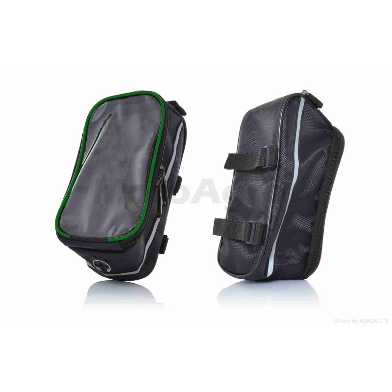 Сумка вело на раму, світловідбиваючий кант, зелена