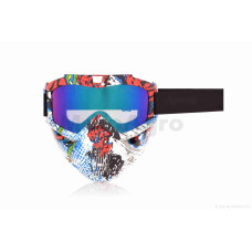 Окуляри кросові +захисна маска "BEON" B03 кольорові смуги візор хамелеон 3