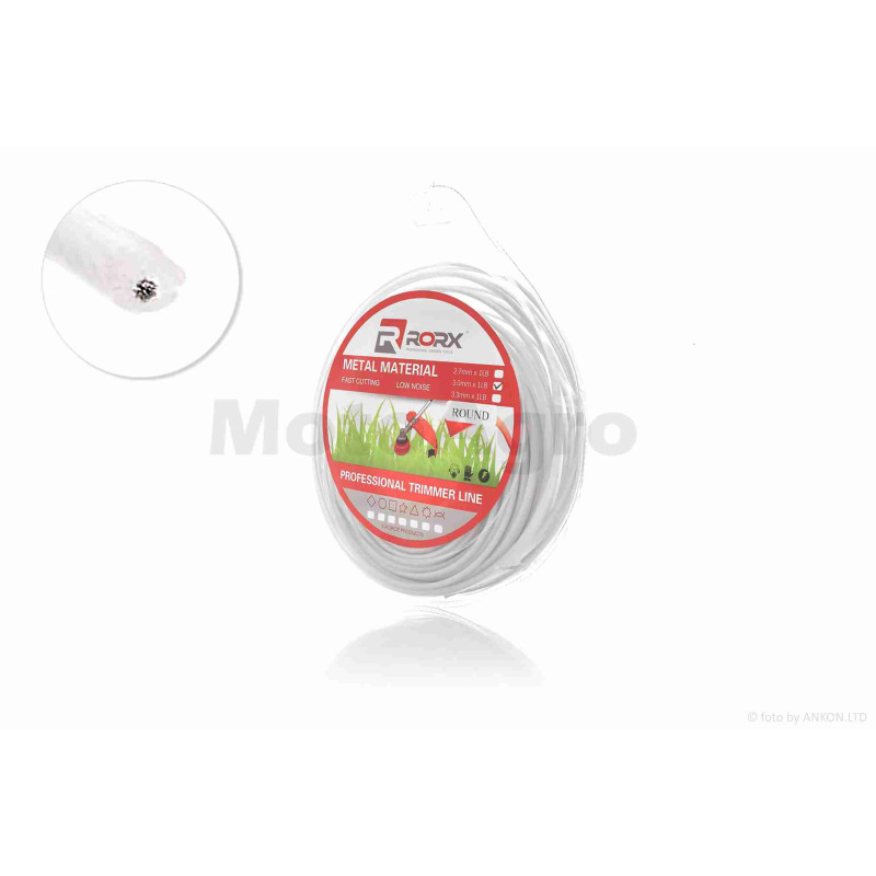 Леска косы (бухта)  армированная (сталь)  3.0mm  круг  40m  "RORX"