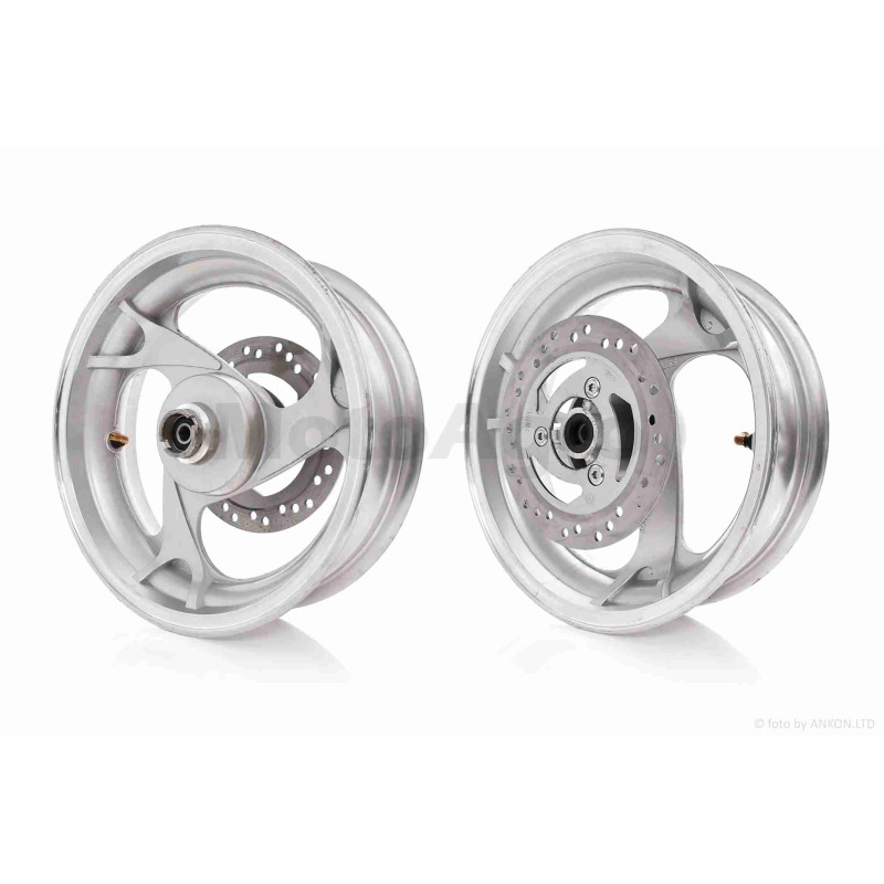 Диск колеса передній  12"-3.50  литий, 3 спиці, гальмівний диск, d12 190x3mm, ніпель, розбирання