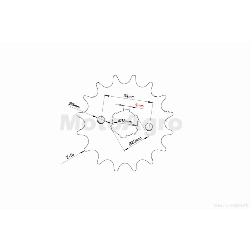 Зірка трансмісії передня  CB/CG  428-16T  "LIPAI"