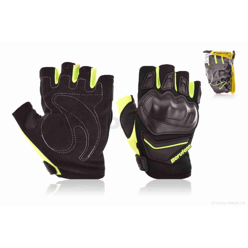 Рукавички мото  "BERUFENN"  #BF1903D, без пальців, XXL, зелені