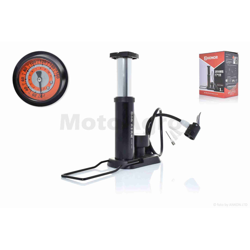 Насос вело з манометром  #QT-011  5 перехідників  "HONOR"  (чорний)