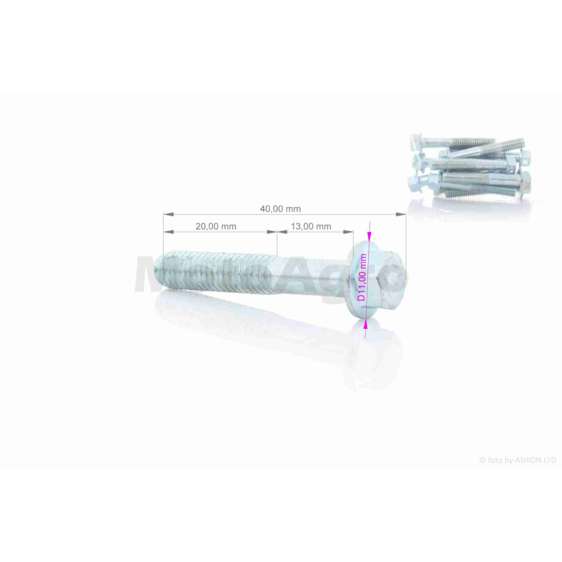Болт із фланцем  M6  L35 (10шт, хром)