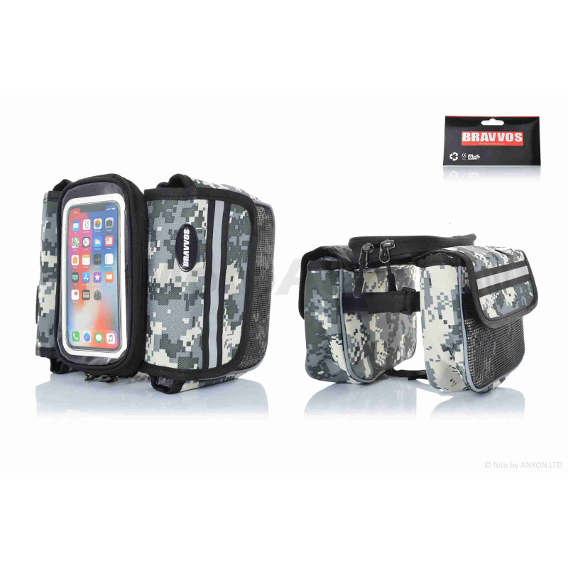 Сумка вело для телефону на раму, камуфляж (піксель)  #QL-202  "BRAVVOS"