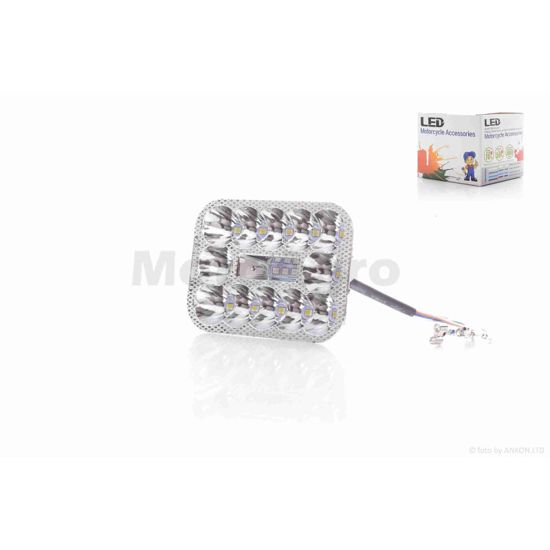 Модуль світлодіодний у фару (вставка)  прямокутний (88-65mm), 15 діодів, без скла