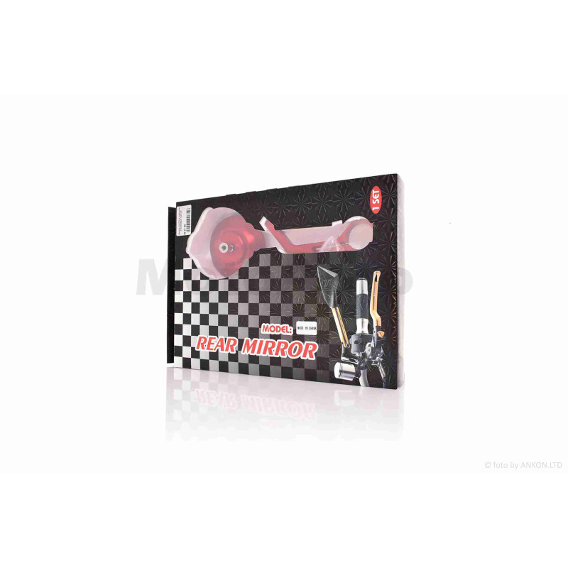 Дзеркала в торець керма, круглі, алюміній  "CUSTOM"  (червоні)