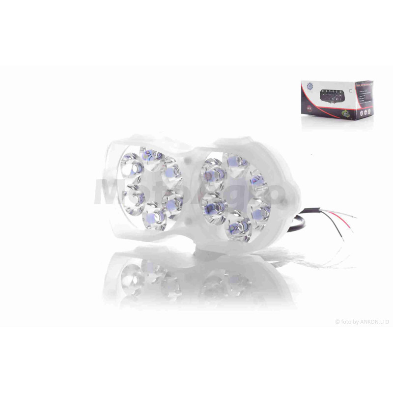 Фара додаткова  діодна, овальна з козирком, 12 діодів, габарит 2 кольори, 4 режими