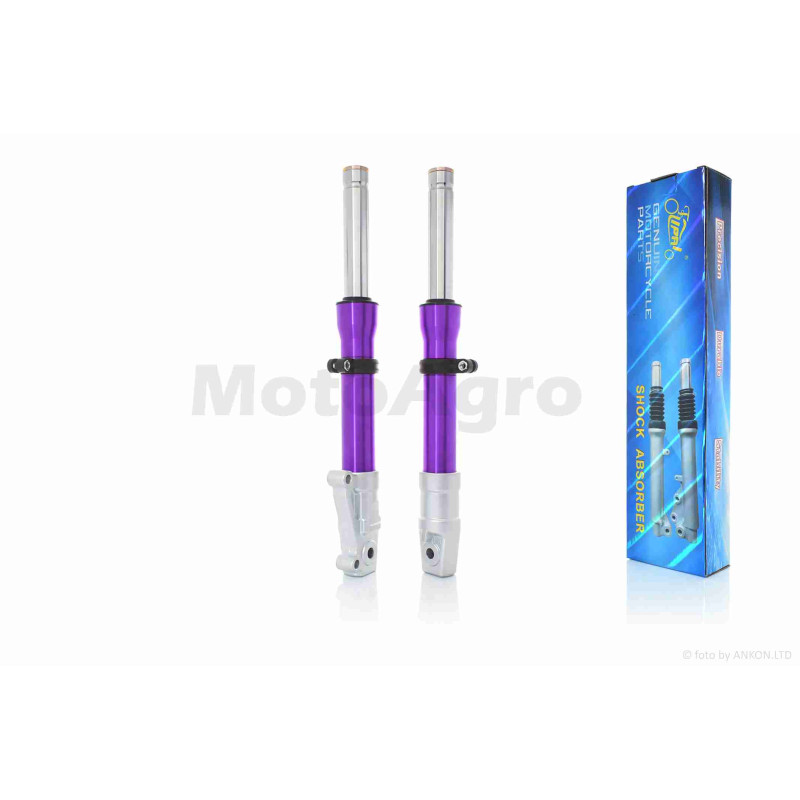 Амортизатори передні (пір`я)  DIO ZX  диск, гідравліка, шток  d27  "LIPAI" (пурпурні)