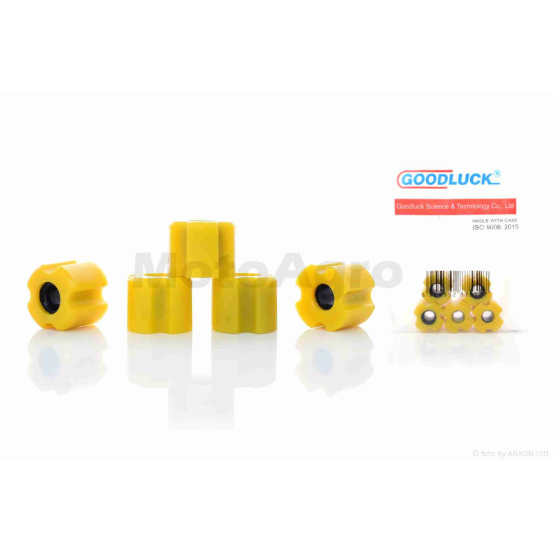 Втулки ковзання штанги коси к-кт  23.5-8mm  5шт  авіакомпозит  +силікон жовті