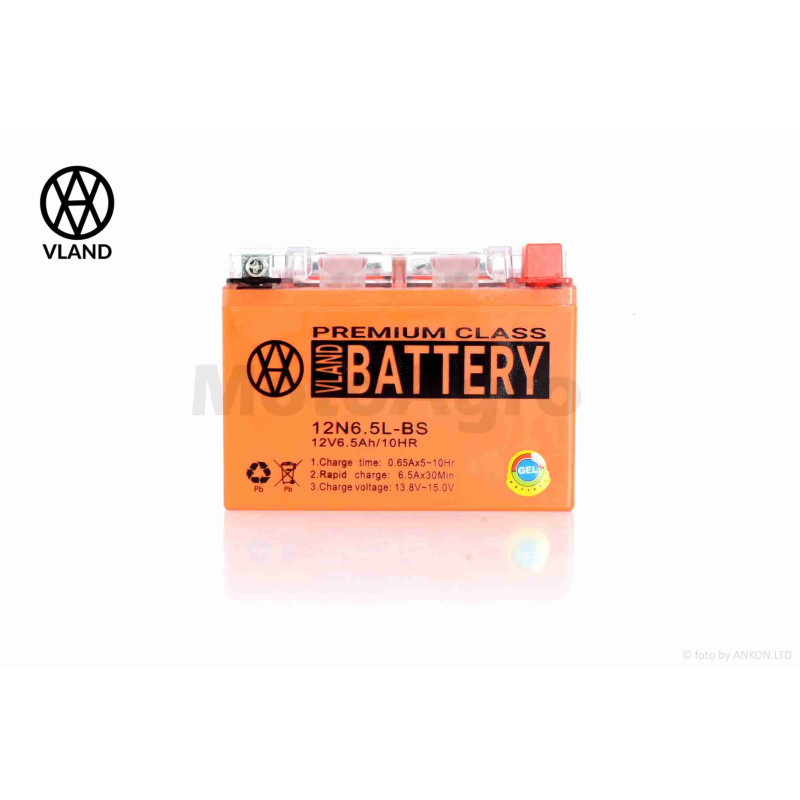 Акумулятор  GEL  12V 6.5A  138-65-100mm  12N6.5L-BS (YB6.5L-BS)  "VLAND"  (2024/12)