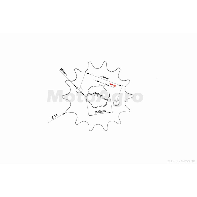 Зірка трансмісії передня  CB/CG  428-14T  "LIPAI"