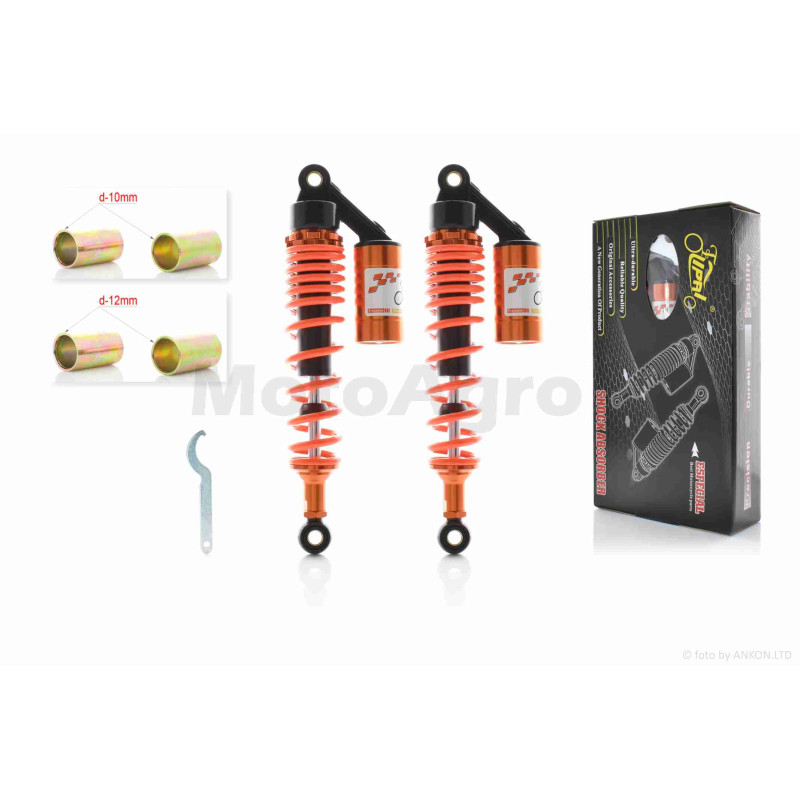 Амортизатори задні  Delta  340mm, газомасляні, з підкачкою  "LIPAI"  (помаранчеві)