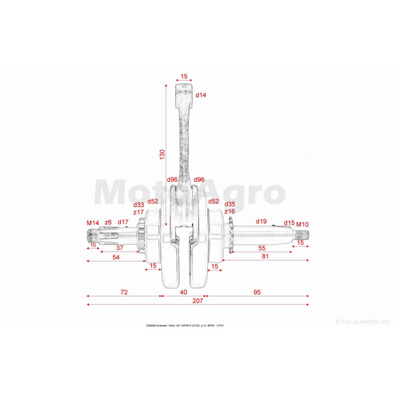 Колінвал  Delta 125 154FMI-2 (S125)  p-14  #PRO  "LIPAI"