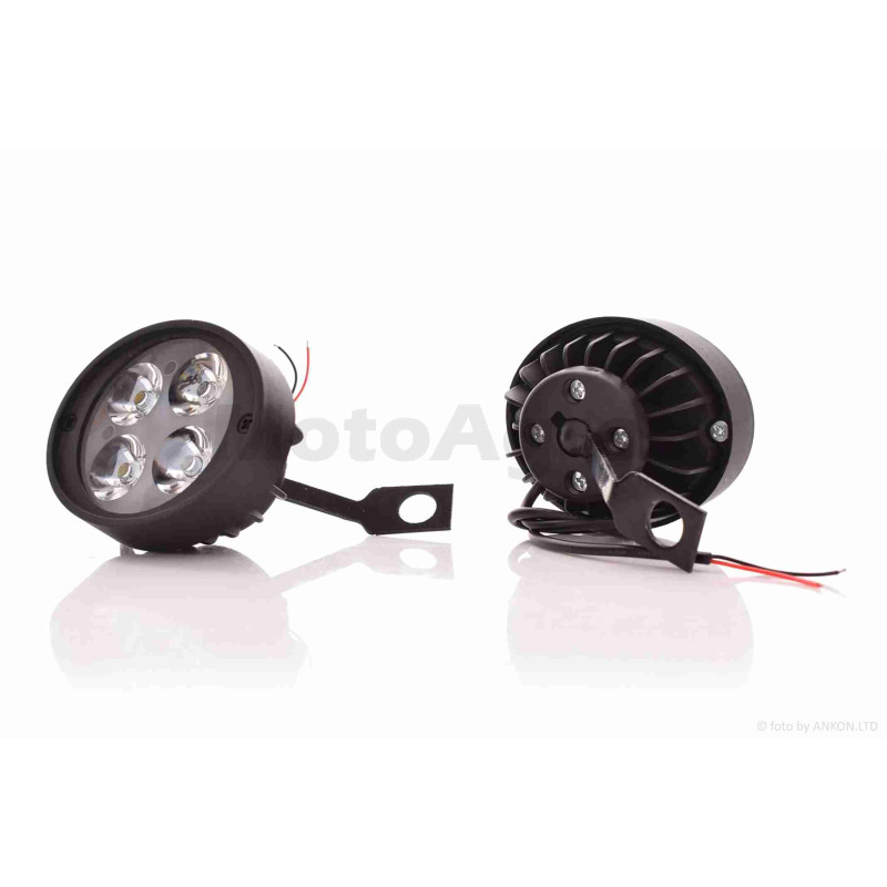 Фари додаткові (пара)  круглі, 6 діодів, кронштейн під дзеркало