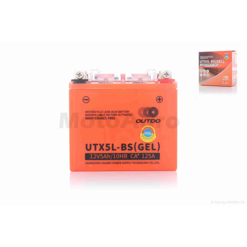 Акумулятор  GEL  12V  5A  113-70-107mm  UTX5L-BS (YTX5L-BS)  "OUTDO"  2025