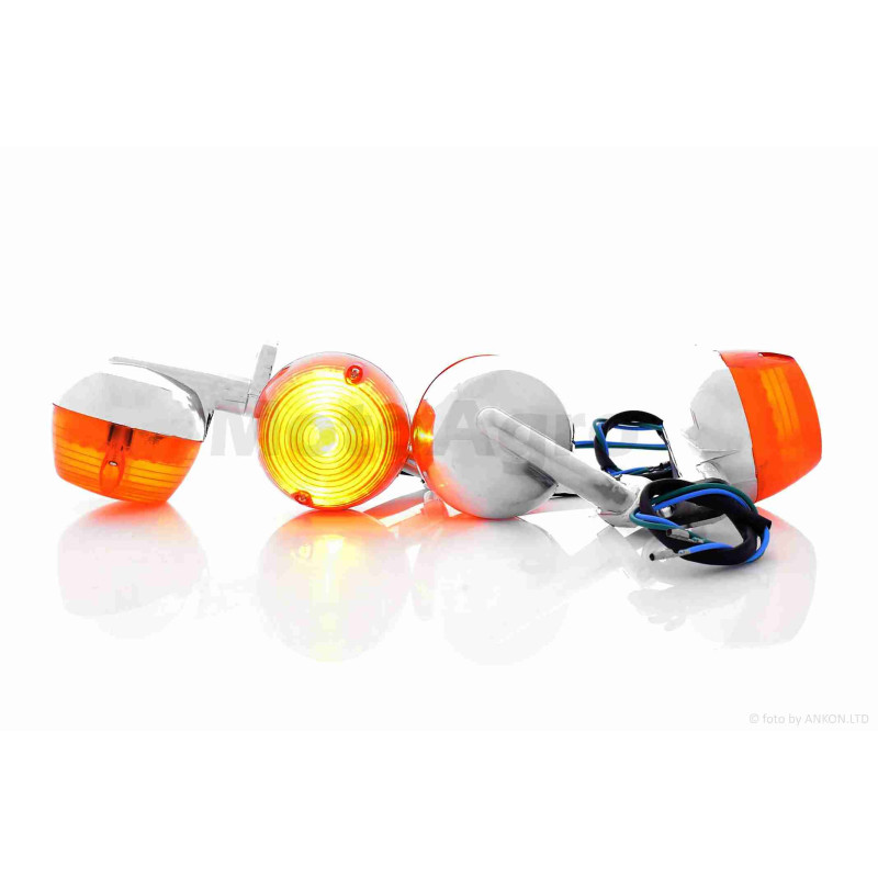 Повороты  Delta  4шт, круглые, ножка, два провода  "LIPAI"  (хром)