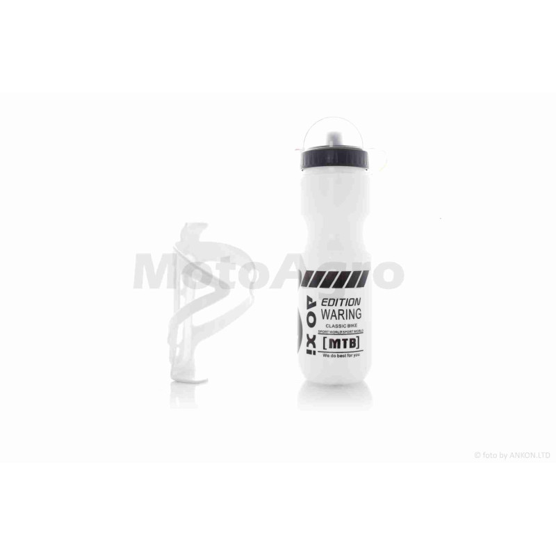 Пляшка для води вело  600ml, біла  +тримач  "DISCOVERY"