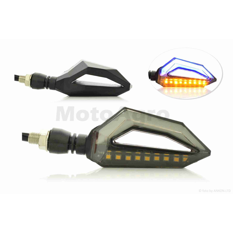 Повороти діодні  пара  #D-164  гнучка ніжка, динамічні, з габаритом