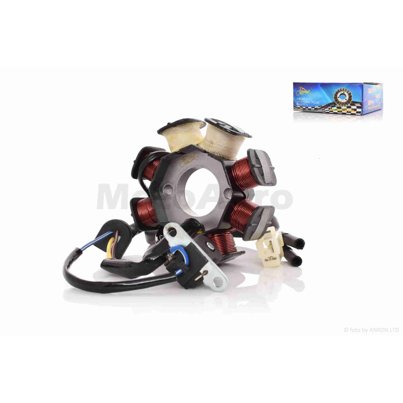 Генератор (статор)  GY6 50  6+2, 4 контакти, горизонтальне кріплення  "LIPAI"