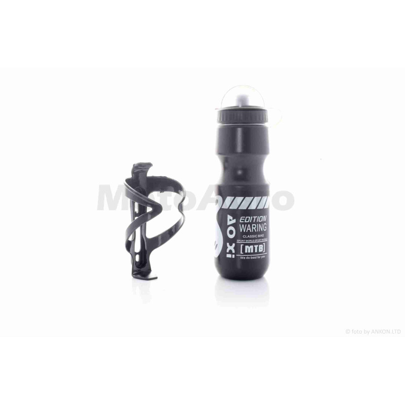 Пляшка для води вело  600ml, чорна  +тримач  "DISCOVERY"