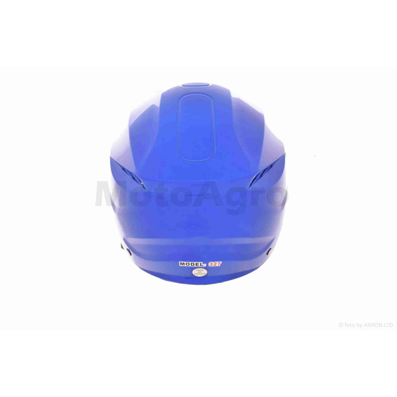 Шолом відкритий (мото 50cc/вело/самокат)  "DAVID"  (#S327, синій глянсовий, M-XL, окуляри)