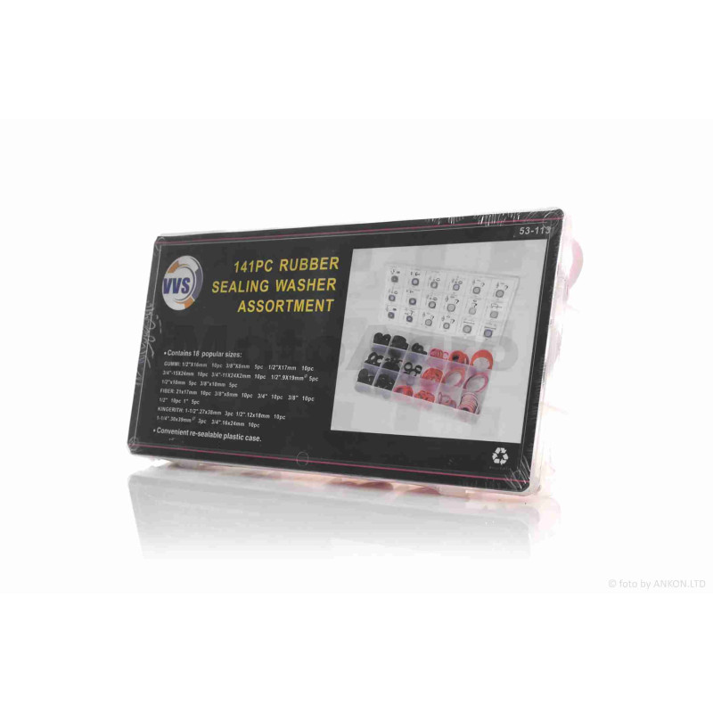 Набір ущільнювальних кілець 18 видів, 141шт (гума, волокно, азбест) #53-113